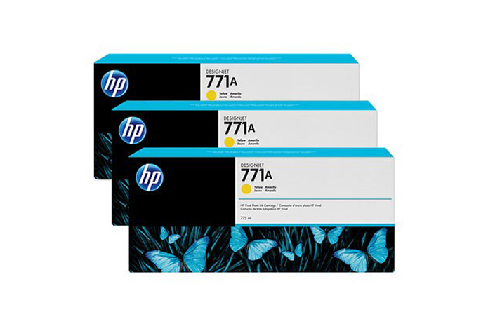 HP 771A Yellow Designjet Ink Cartridges 3-Ink Multipack (775 ml x 3) B6Y42A  Paragon Visual